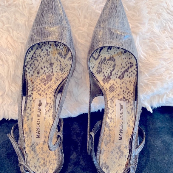 Manolo Blahnik 4.5” Closed Toe Sling Back Heels - Picture 2 of 8